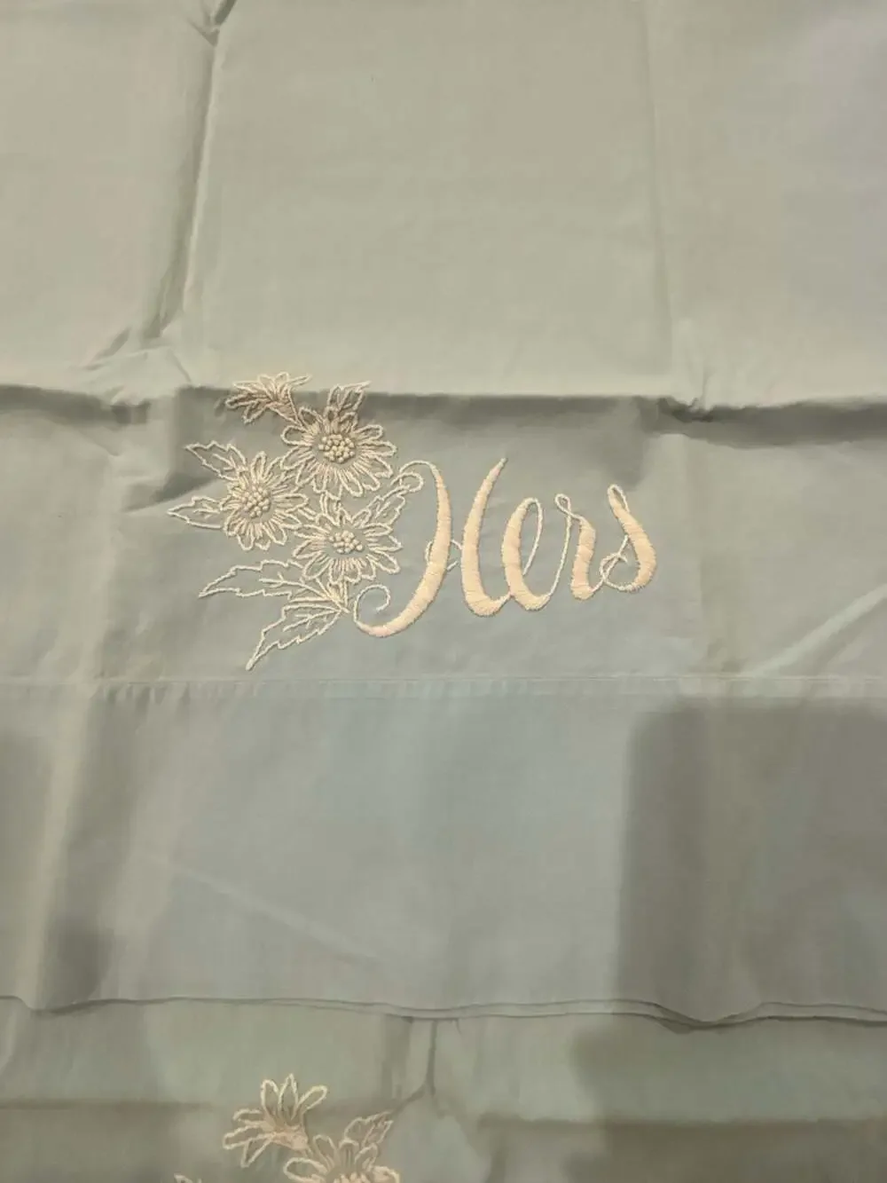 Vintage Cannon Percale Combsspun His and Hers Pillowcases Light Blue Set of 2
